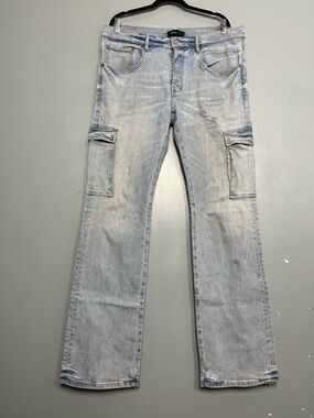 Purple Brand Men’s Cargo Pocket Jean Style P004 Light Denim Straight Leg Size 38